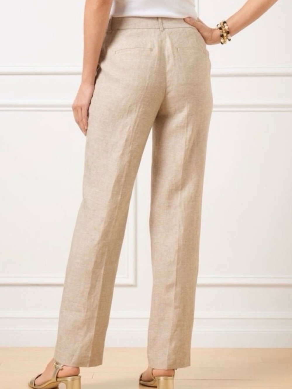 Banana Republic Straight-Leg Linen Pants in Beige